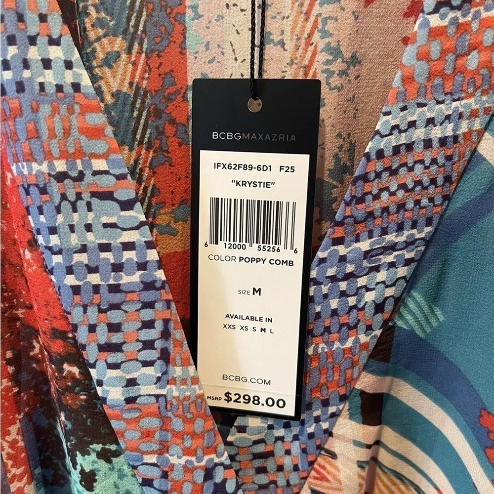BCBGmaxazria Krystie Poppy Comb Silk Wrap Dress X-Small - Picture 10 of 10